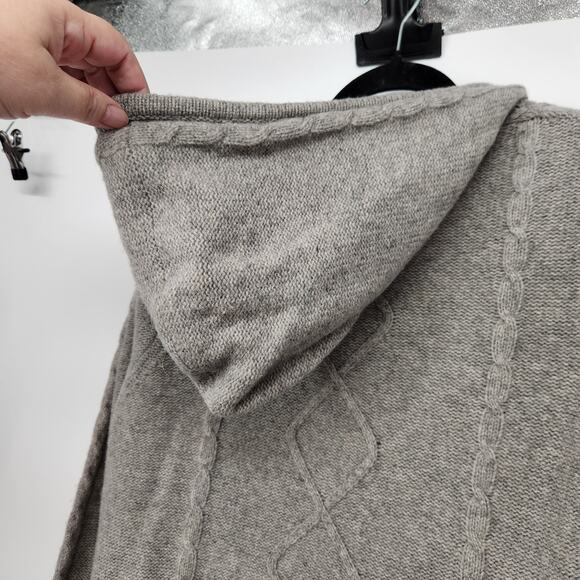 VTG. Carroll Reed Lambswool Cable Knit Fisherman Sweater Hooded Cardigan Women S - Picture 9 of 10